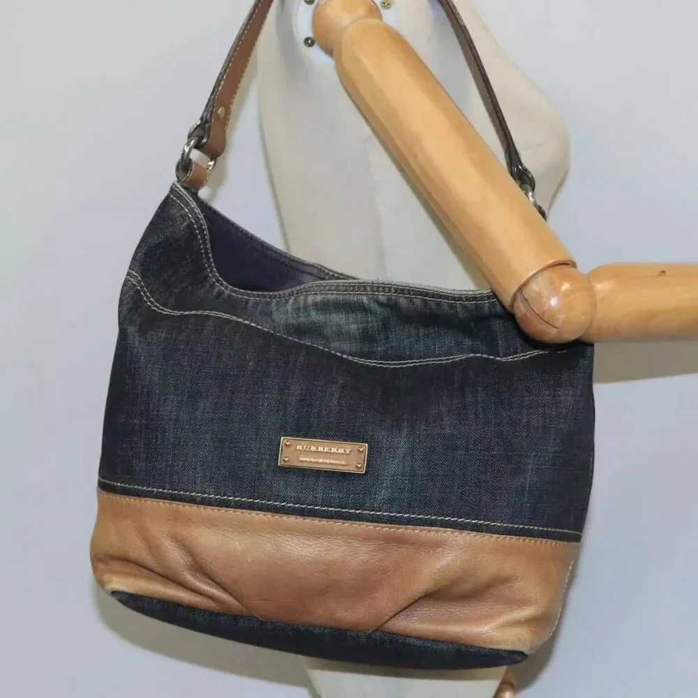 BURBERRY Blue Label Shoulder Bag Denim Black - Picture 15 of 16